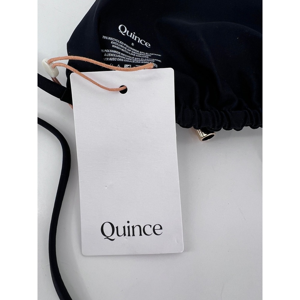 Quince Black Triangle String Bikini Top Small NWT - Picture 3 of 6